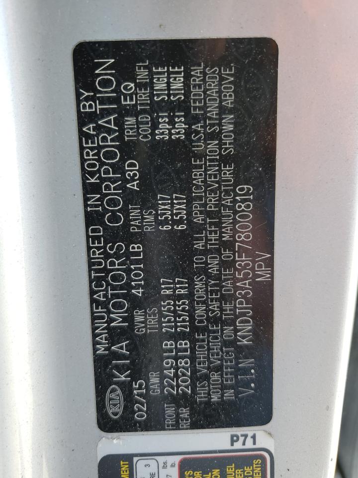 2015 Kia Soul + VIN: KNDJP3A53F7800819 Lot: 67097225