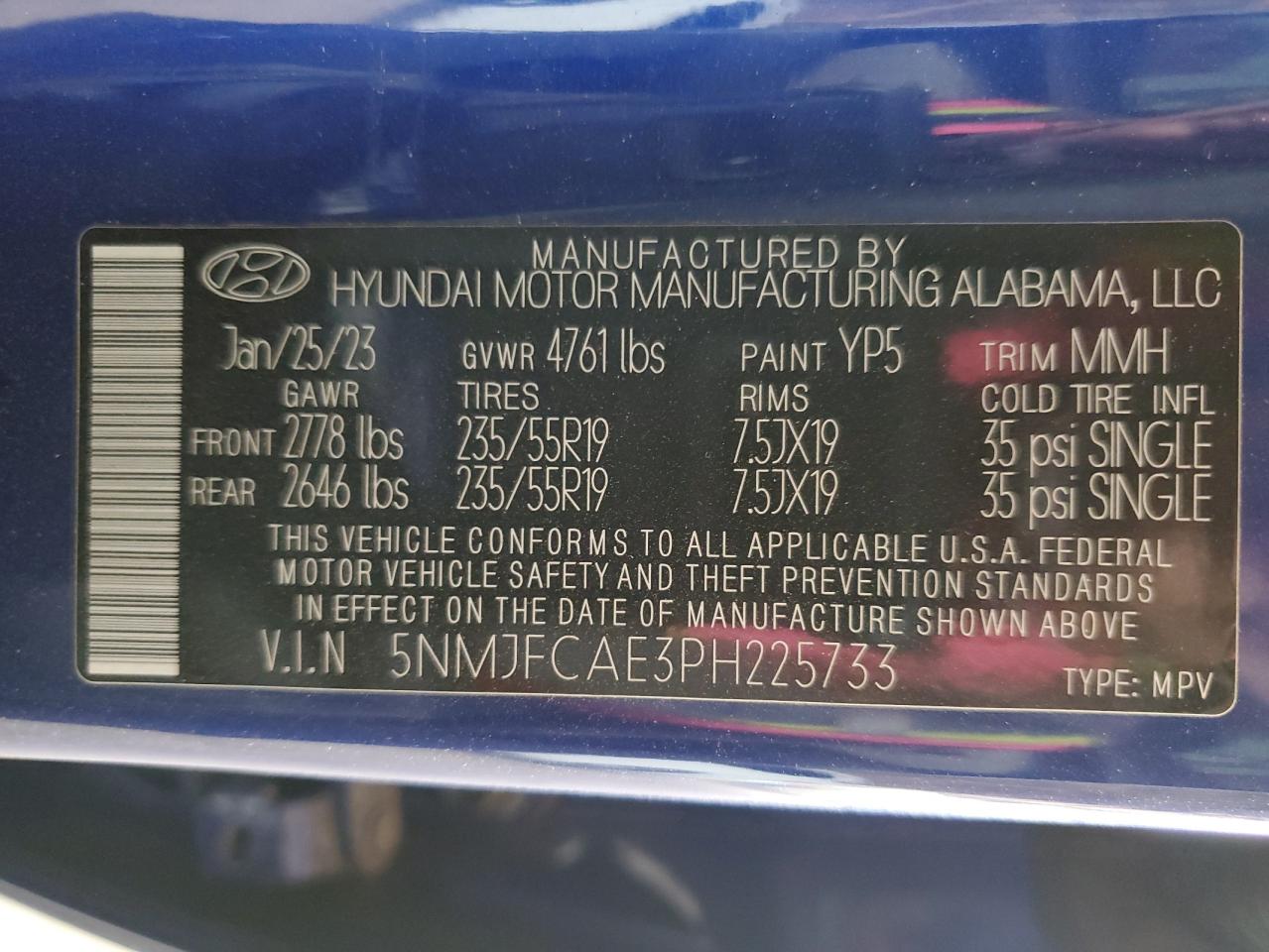 2023 Hyundai Tucson Sel VIN: 5NMJFCAE3PH225733 Lot: 64540135