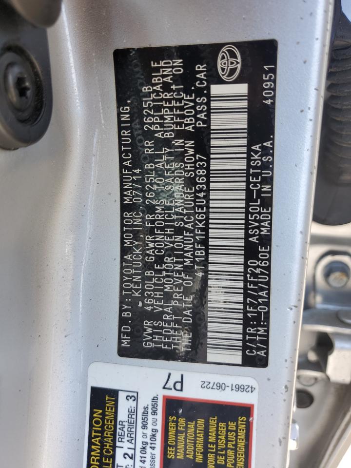 4t1bf1fk6eu436837 4T1BF1FK6EU436837 2014 Toyota Camry L
