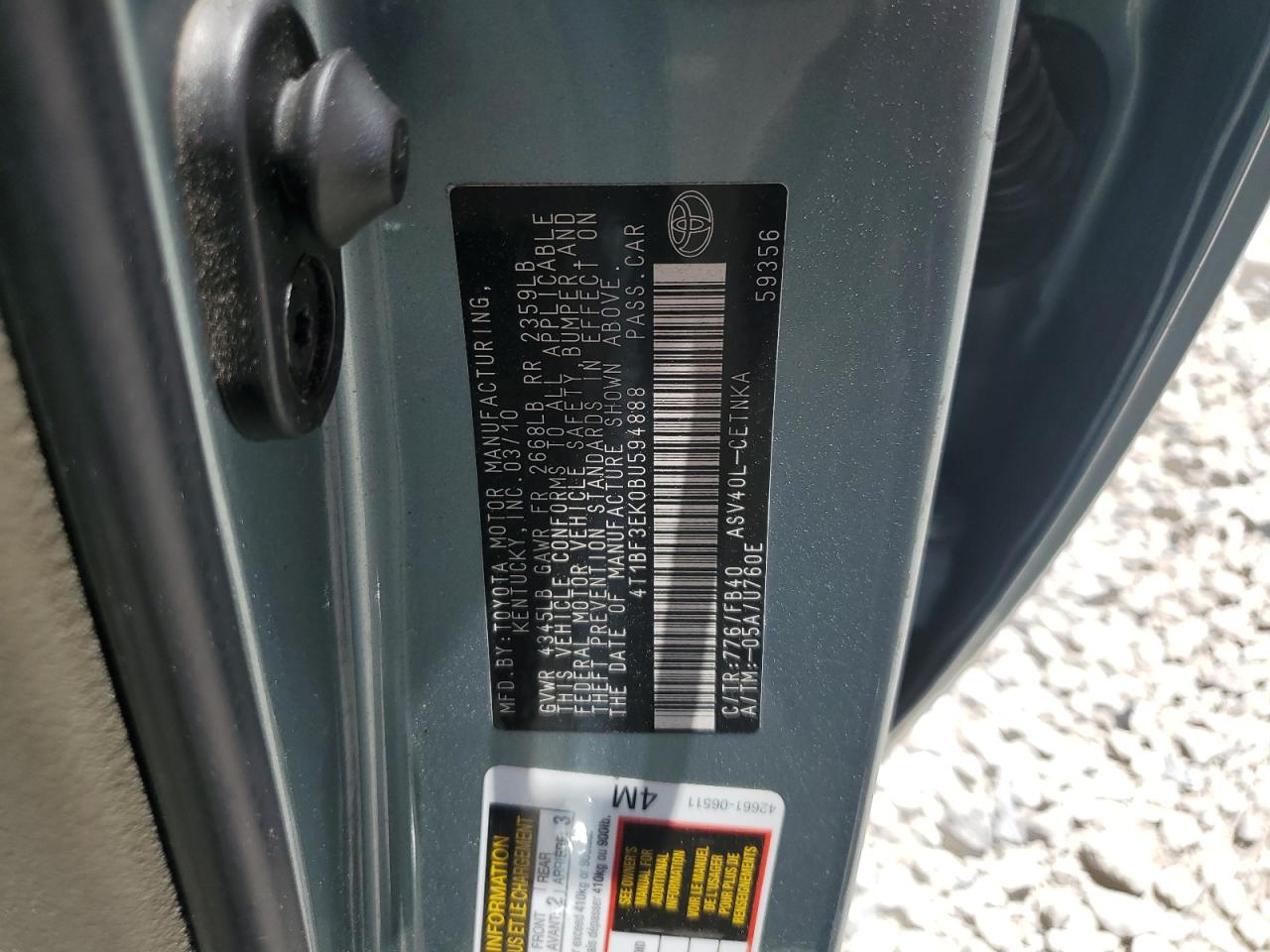 4T1BF3EK0BU594888 2011 Toyota Camry Base