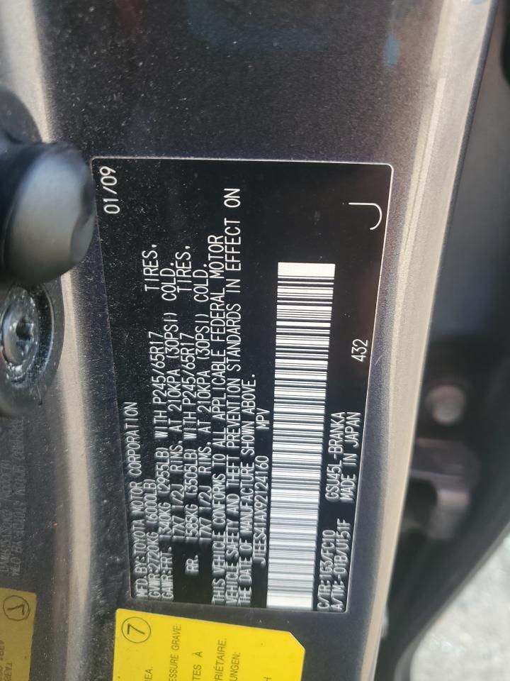 2009 Toyota Highlander VIN: JTEES41AX92124160 Lot: 64450375