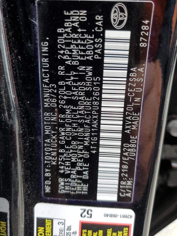 2023 Toyota Camry Se Night Shade VIN: 4T1G11AKXPU826015 Lot: 64849375