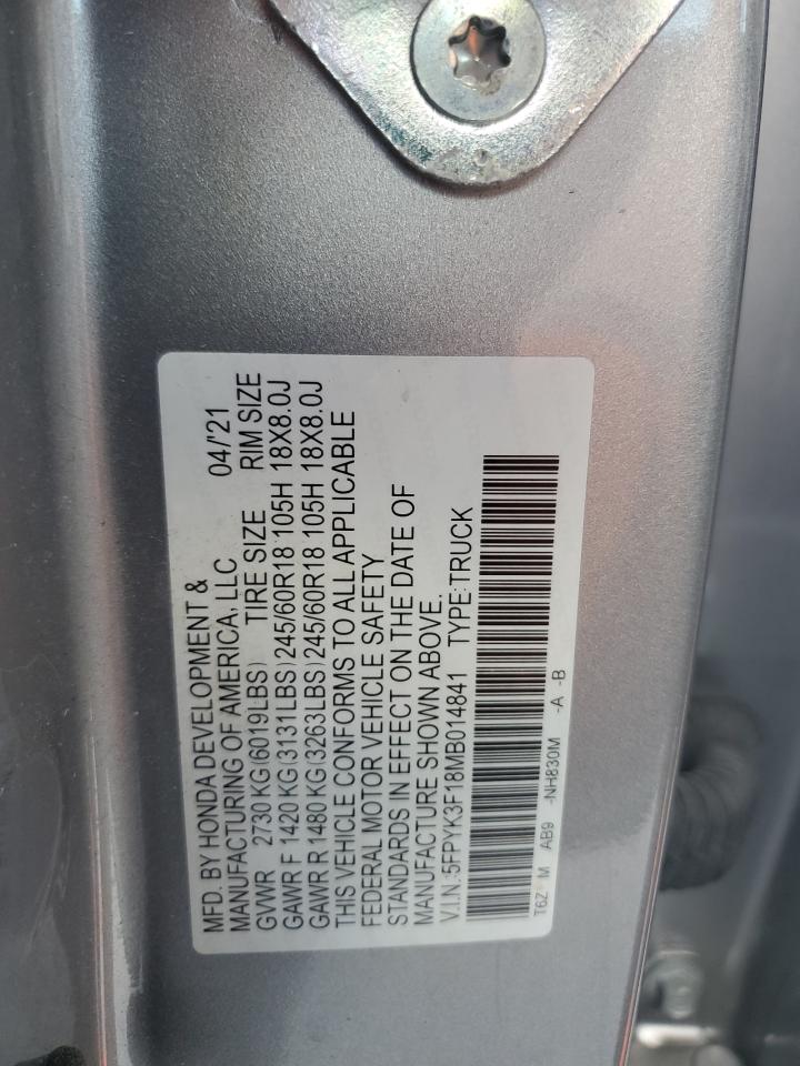 2021 Honda Ridgeline Sport VIN: 5FPYK3F18MB014841 Lot: 63437765