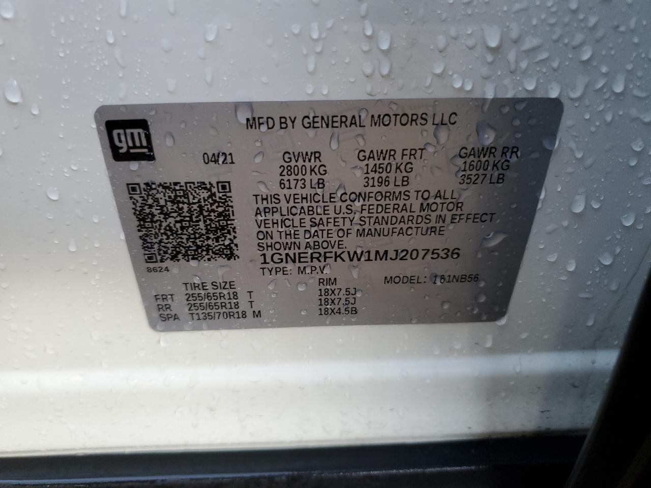 2021 Chevrolet Traverse Ls VIN: 1GNERFKW1MJ207536 Lot: 62333835