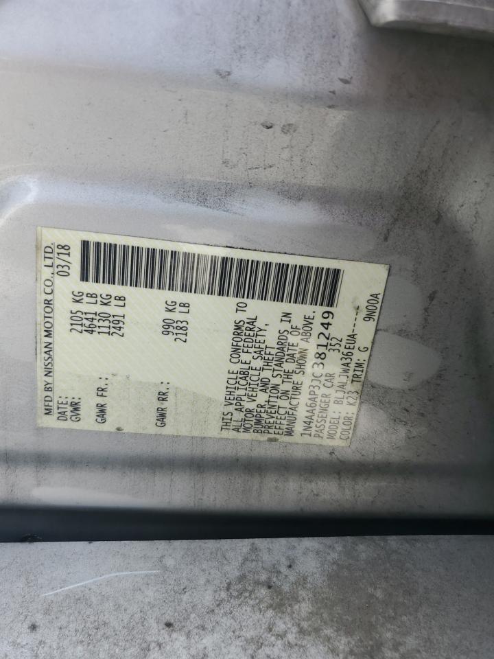 2018 Nissan Maxima 3.5S VIN: 1N4AA6AP3JC381249 Lot: 65427625