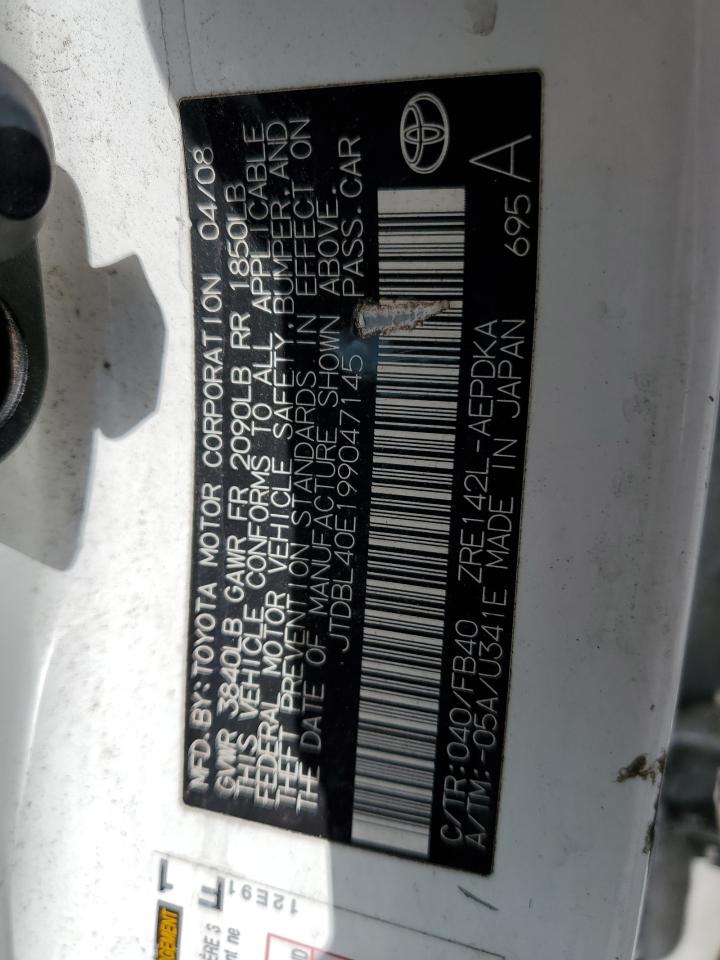 2009 Toyota Corolla Base VIN: JTDBL40E199047145 Lot: 64994665