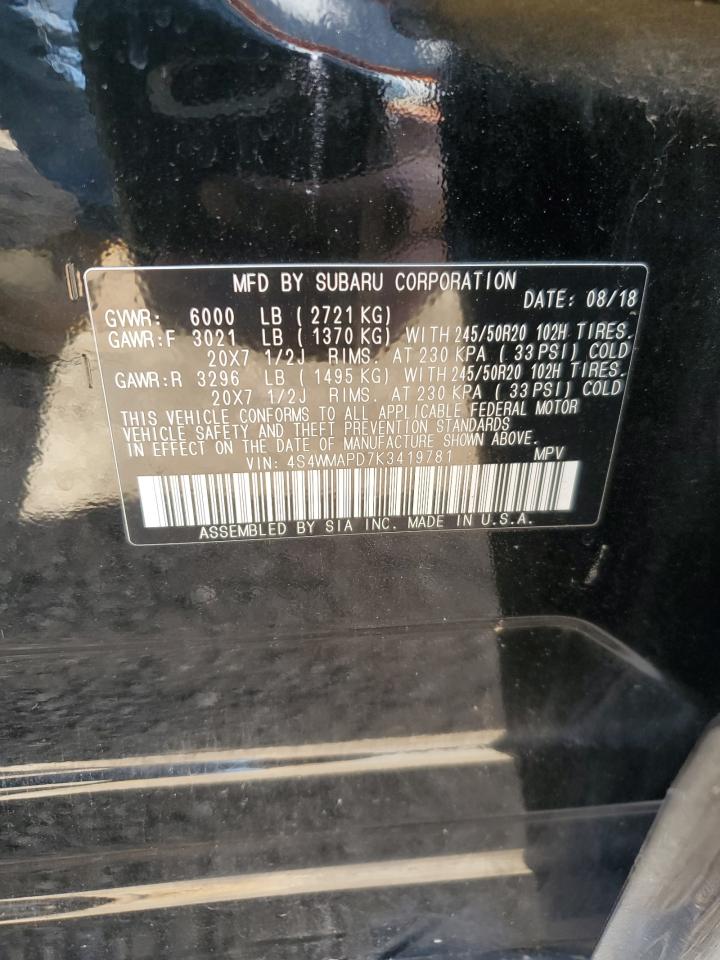 2019 Subaru Ascent Limited VIN: 4S4WMAPD7K3419781 Lot: 64601105