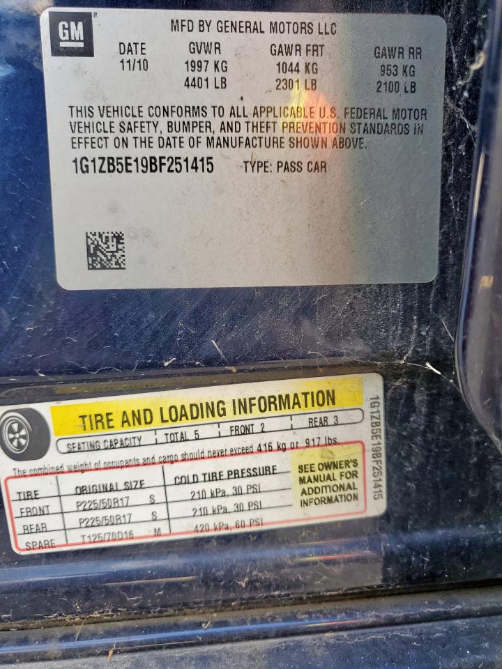 1g1zb5e19bf251415 1G1ZB5E19BF251415 2011 Chevrolet Malibu Ls