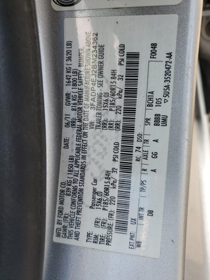 2011 Ford Fiesta Se VIN: 3FADP4EJ2BM234362 Lot: 63977255