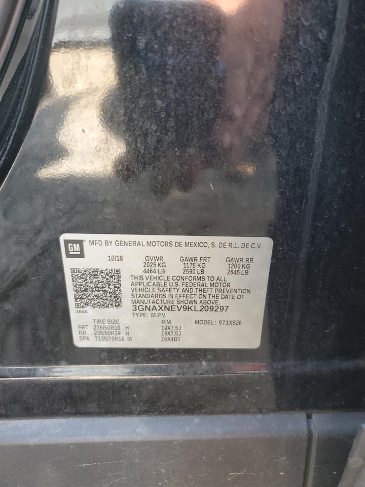 2019 Chevrolet Equinox Premier VIN: 3GNAXNEV9KL209297 Lot: 64791585