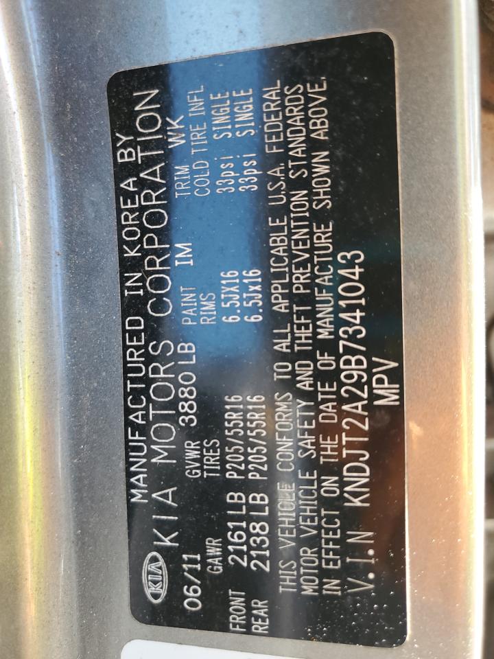 2011 Kia Soul + VIN: KNDJT2A29B7341043 Lot: 64984325