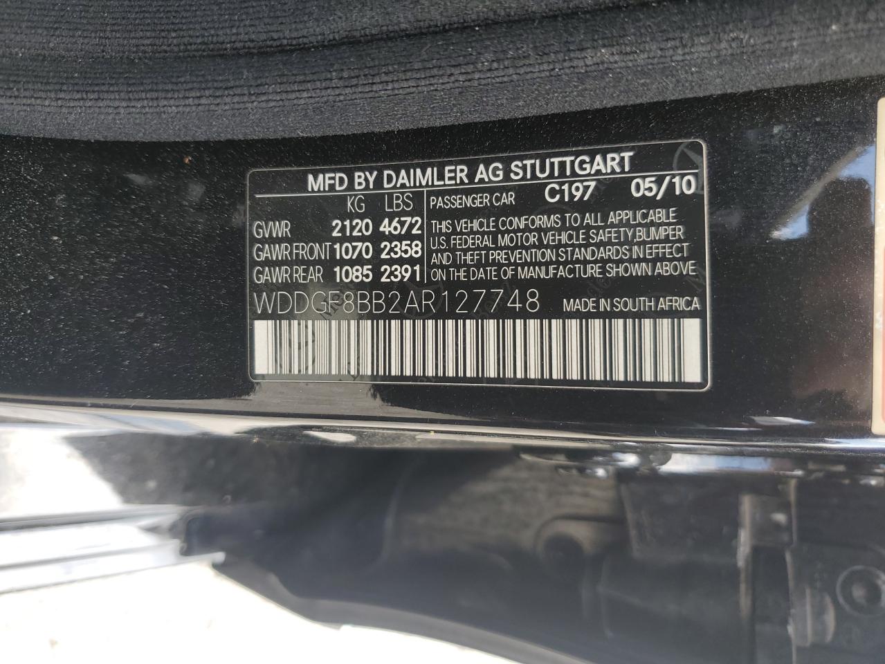 2010 Mercedes-Benz C 300 4Matic VIN: WDDGF8BB2AR127748 Lot: 63804645