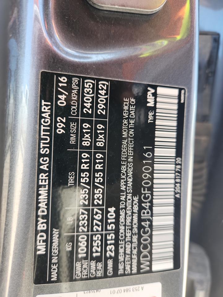 2016 Mercedes-Benz Glc 300 VIN: WDC0G4JB4GF090161 Lot: 65763515