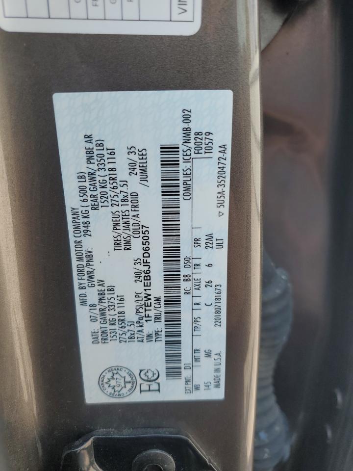 2018 Ford F150 Supercrew VIN: 1FTEW1EB6JFD65057 Lot: 66955075