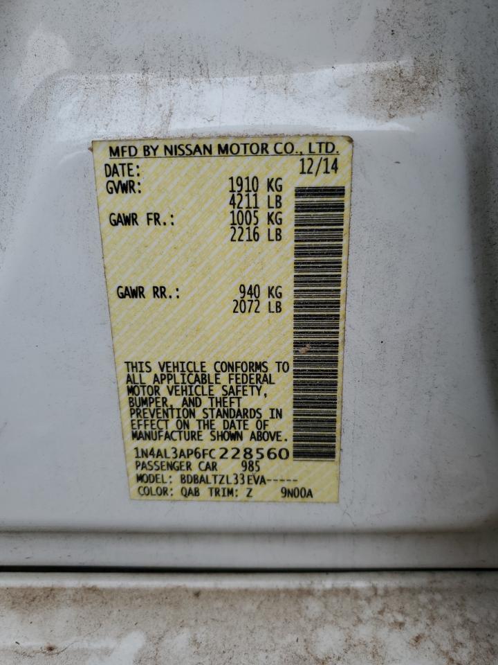 2015 Nissan Altima 2.5 VIN: 1N4AL3AP6FC228560 Lot: 61429585