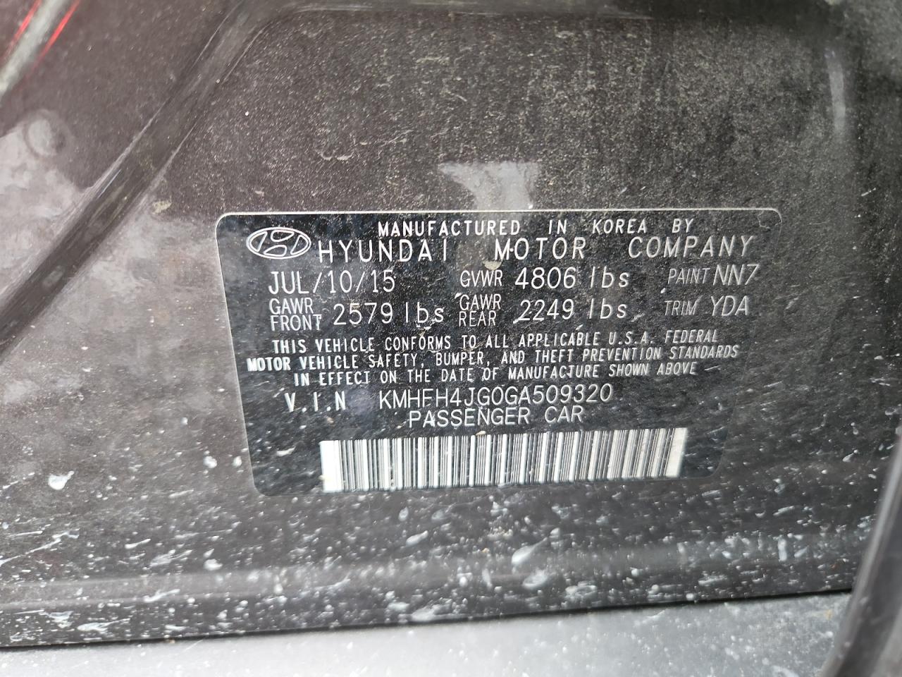 2016 Hyundai Azera Limited VIN: KMHFH4JG0GA509320 Lot: 63017065