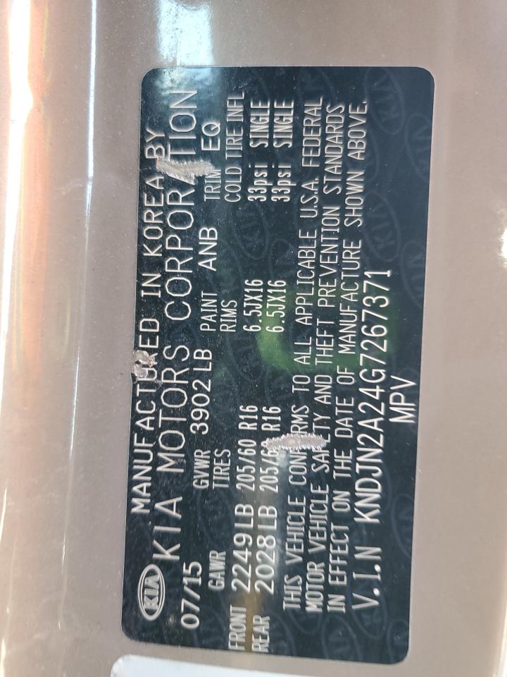 2016 Kia Soul VIN: KNDJN2A24G7267371 Lot: 65444445