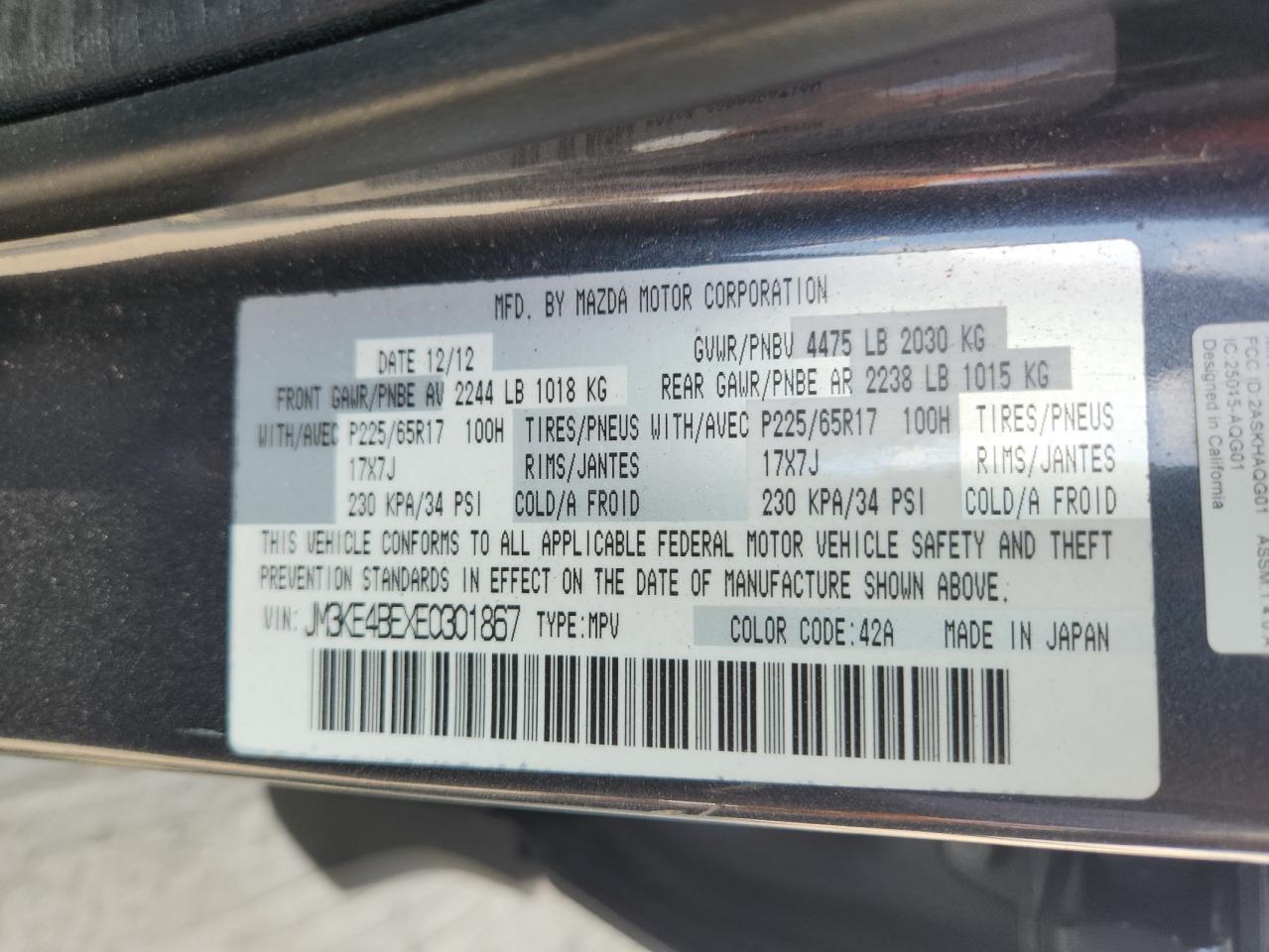 2014 Mazda Cx-5 Sport VIN: JM3KE4BEXE0301867 Lot: 63395165