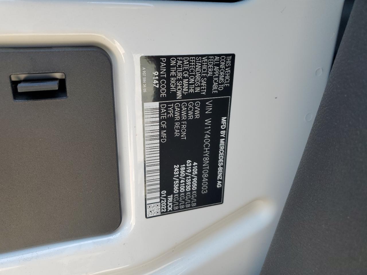 w1y40chy8nt084003 W1Y40CHY8NT084003 2022 Mercedes-Benz Sprinter 2500
