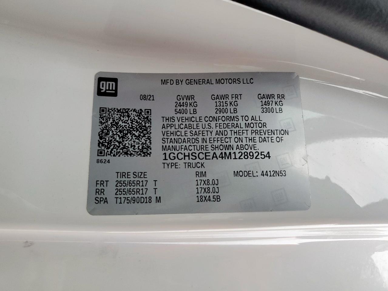 2021 Chevrolet Colorado Lt VIN: 1GCHSCEA4M1289254 Lot: 65948485