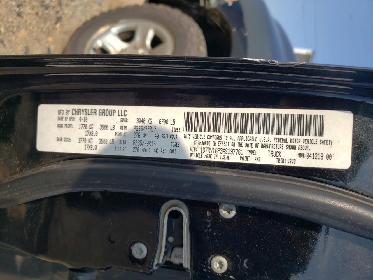 2010 Dodge Ram 1500 VIN: 1D7RV1GP3AS197761 Lot: 63827155