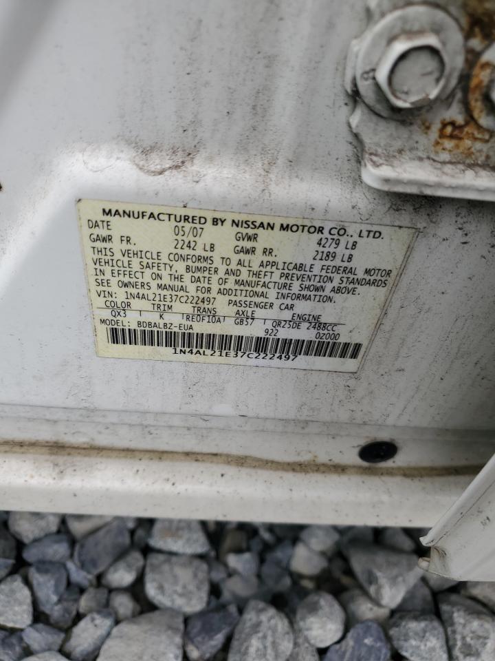 2007 Nissan Altima 2.5 VIN: 1N4AL21E37C222497 Lot: 63271655