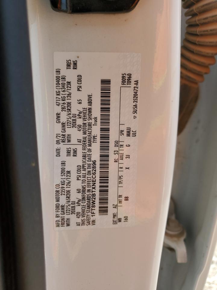 2022 Ford F250 Super Duty VIN: 1FT8W2BTXNEC62896 Lot: 63702335