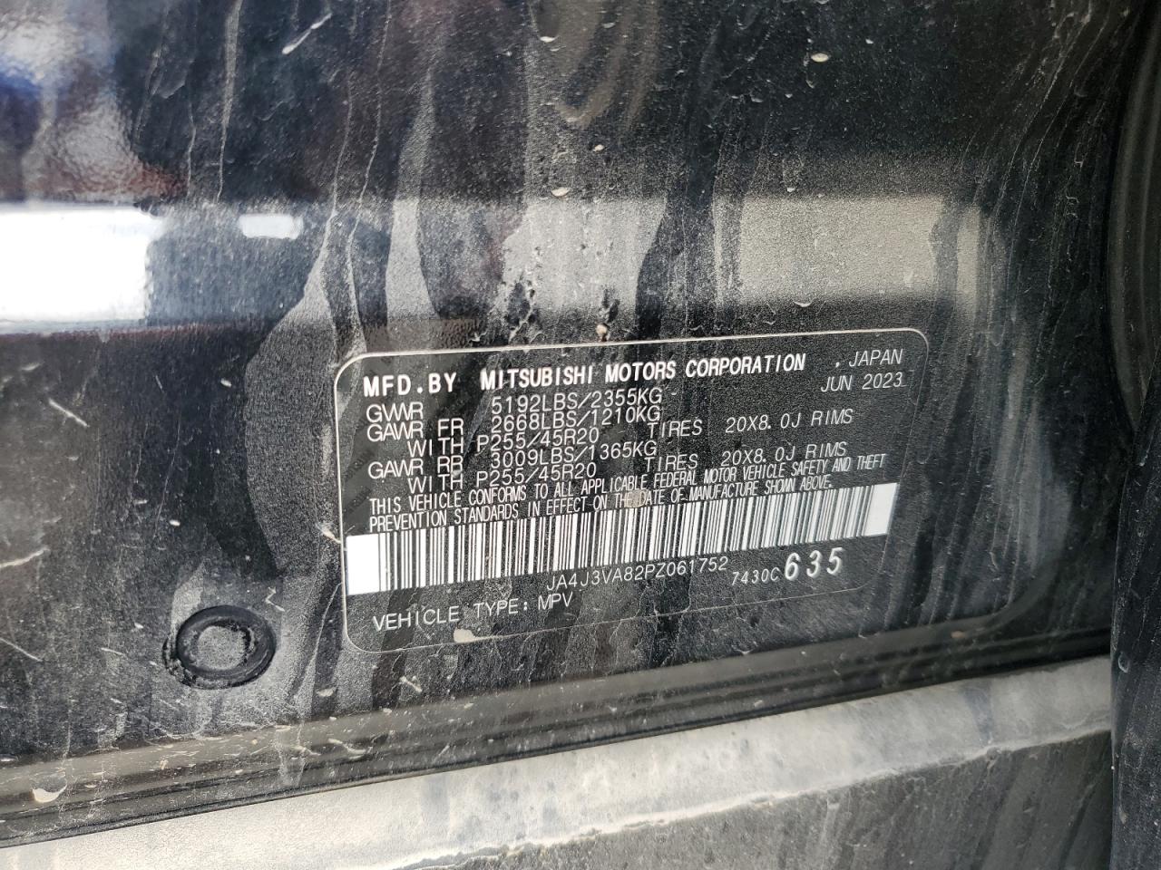2023 Mitsubishi Outlander Sel VIN: JA4J3VA82PZ061752 Lot: 64852745