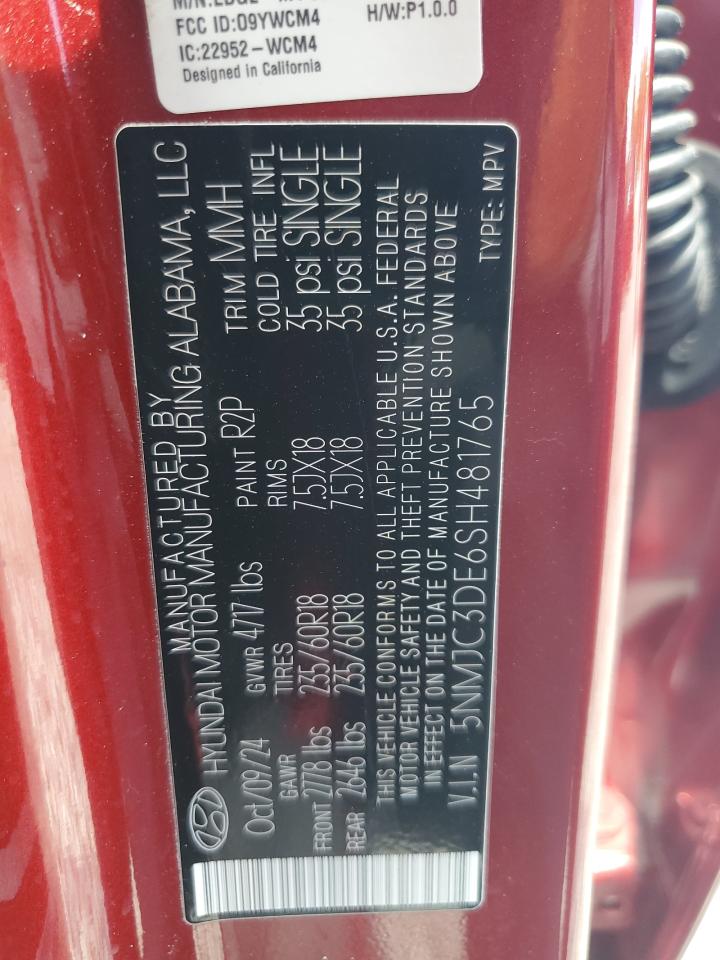 5NMJC3DE6SH481765 2025 Hyundai Tucson Sel