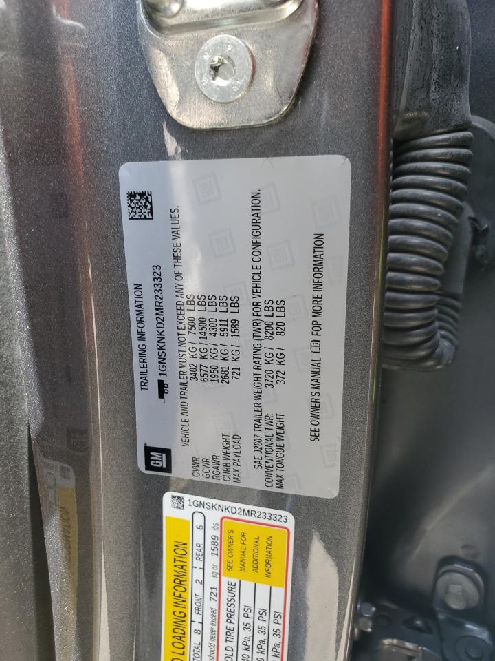 1GNSKNKD2MR233323 2021 Chevrolet Tahoe K1500 Lt