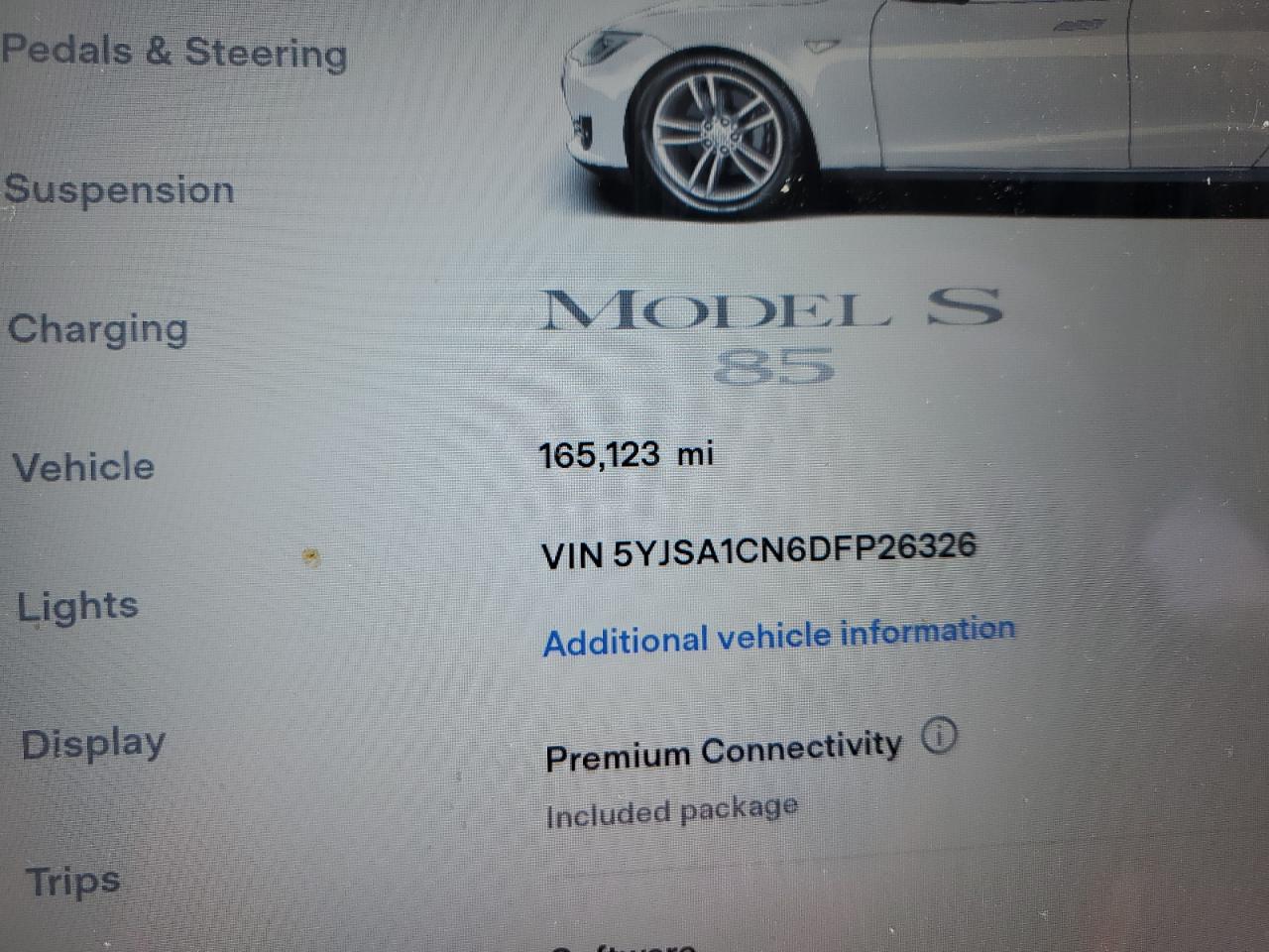 2013 Tesla Model S VIN: 5YJSA1CN6DFP26326 Lot: 64689015