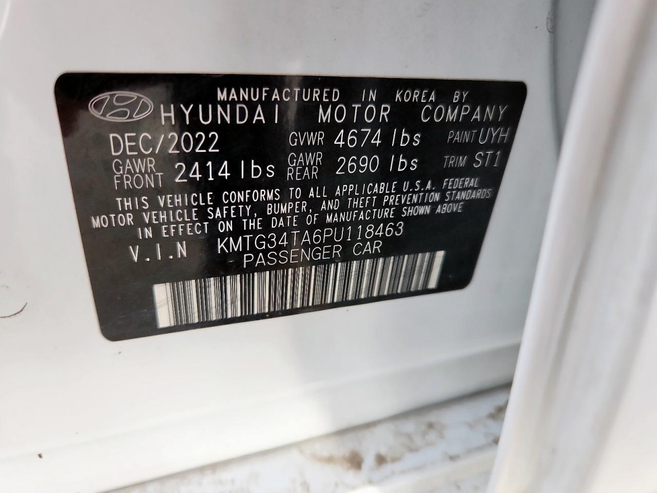 2023 Genesis G70 Base VIN: KMTG34TA6PU118463 Lot: 63047405
