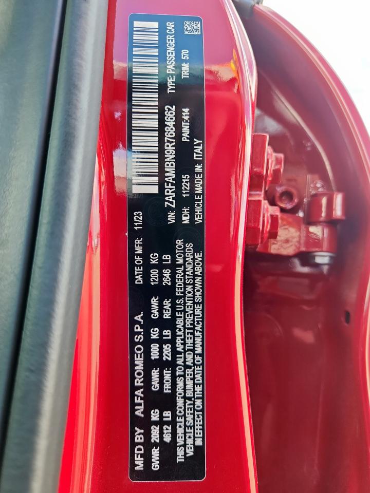 2024 Alfa Romeo Giulia Ti VIN: ZARFAMBN9R7684662 Lot: 86468865