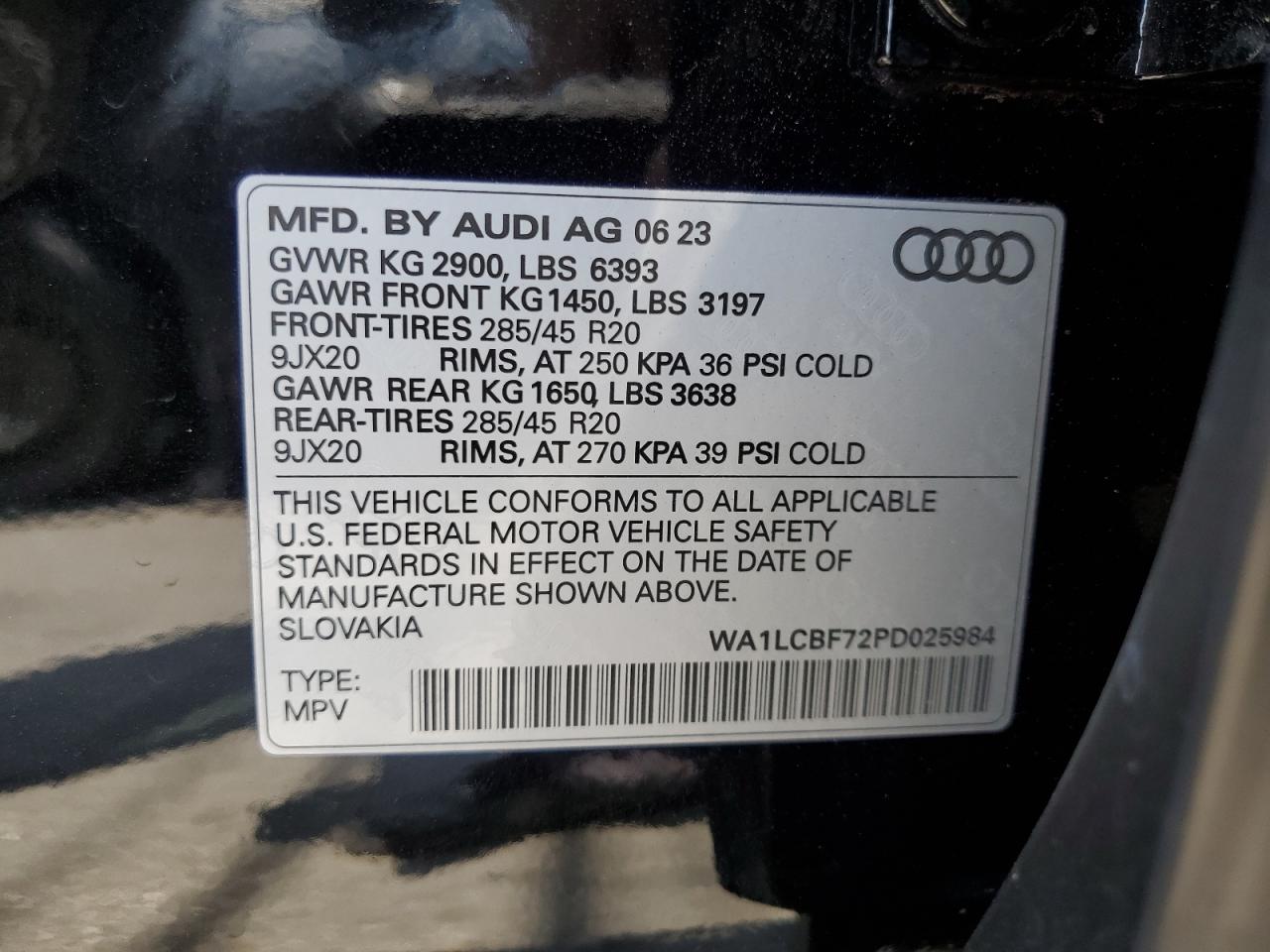 2023 Audi Q7 Premium Plus VIN: WA1LCBF72PD025984 Lot: 64721305