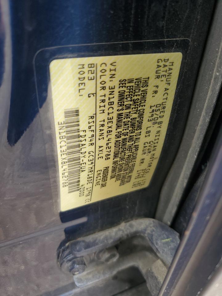 2008 Nissan Versa S VIN: 3N1BC13EX8L462788 Lot: 65422355