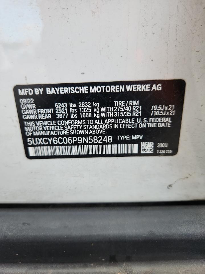 2023 BMW X6 xDrive40I VIN: 5UXCY6C06P9N58248 Lot: 64719515