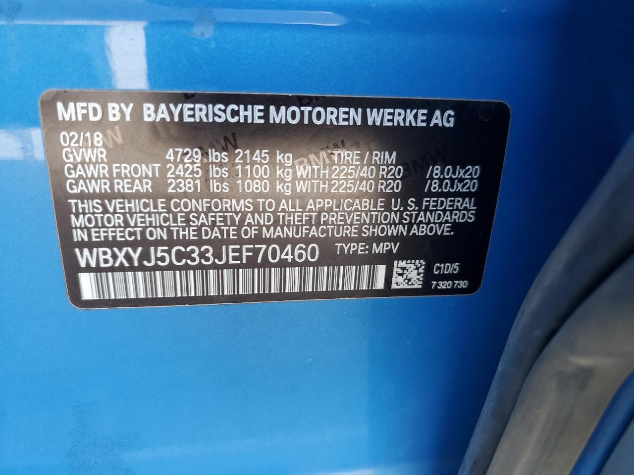 2018 BMW X2 xDrive28I VIN: WBXYJ5C33JEF70460 Lot: 65617485