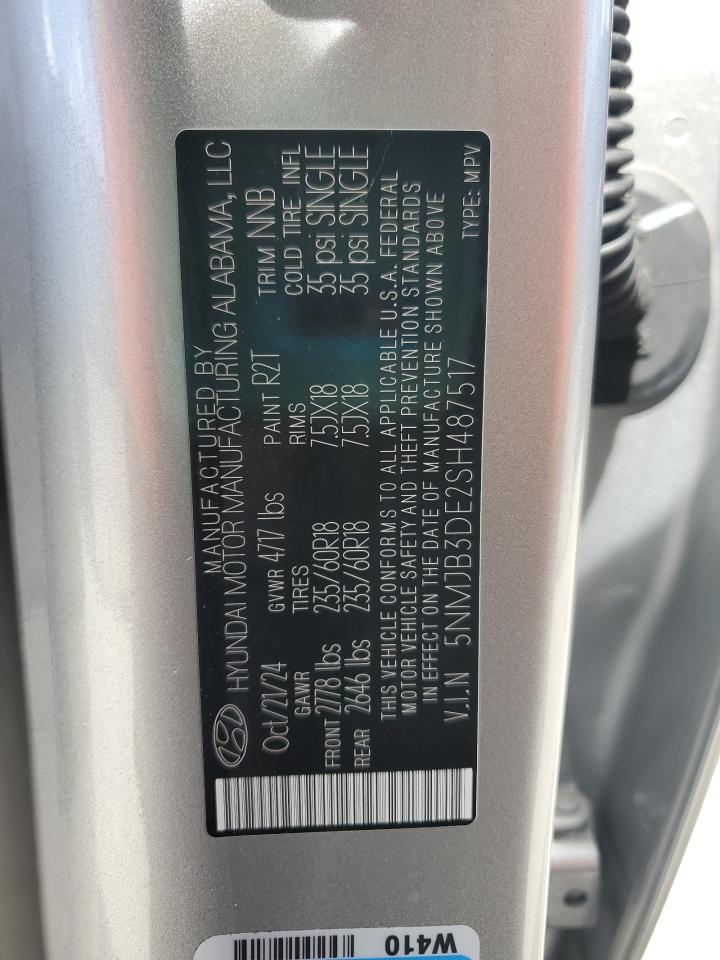 2025 Hyundai Tucson Sel VIN: 5NMJB3DE2SH487517 Lot: 65236905