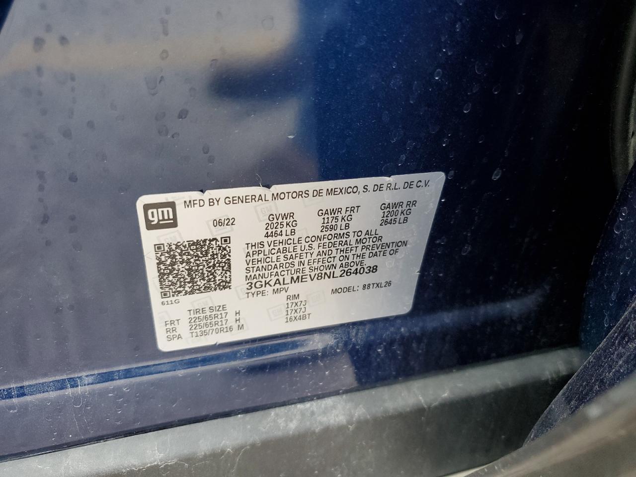 2022 GMC Terrain Sle VIN: 3GKALMEV8NL264038 Lot: 64686895