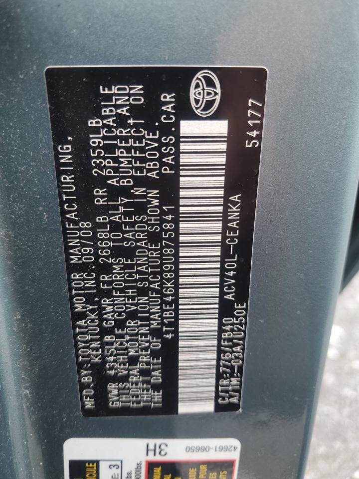 2009 Toyota Camry Base VIN: 4T1BE46K89U875841 Lot: 65094495