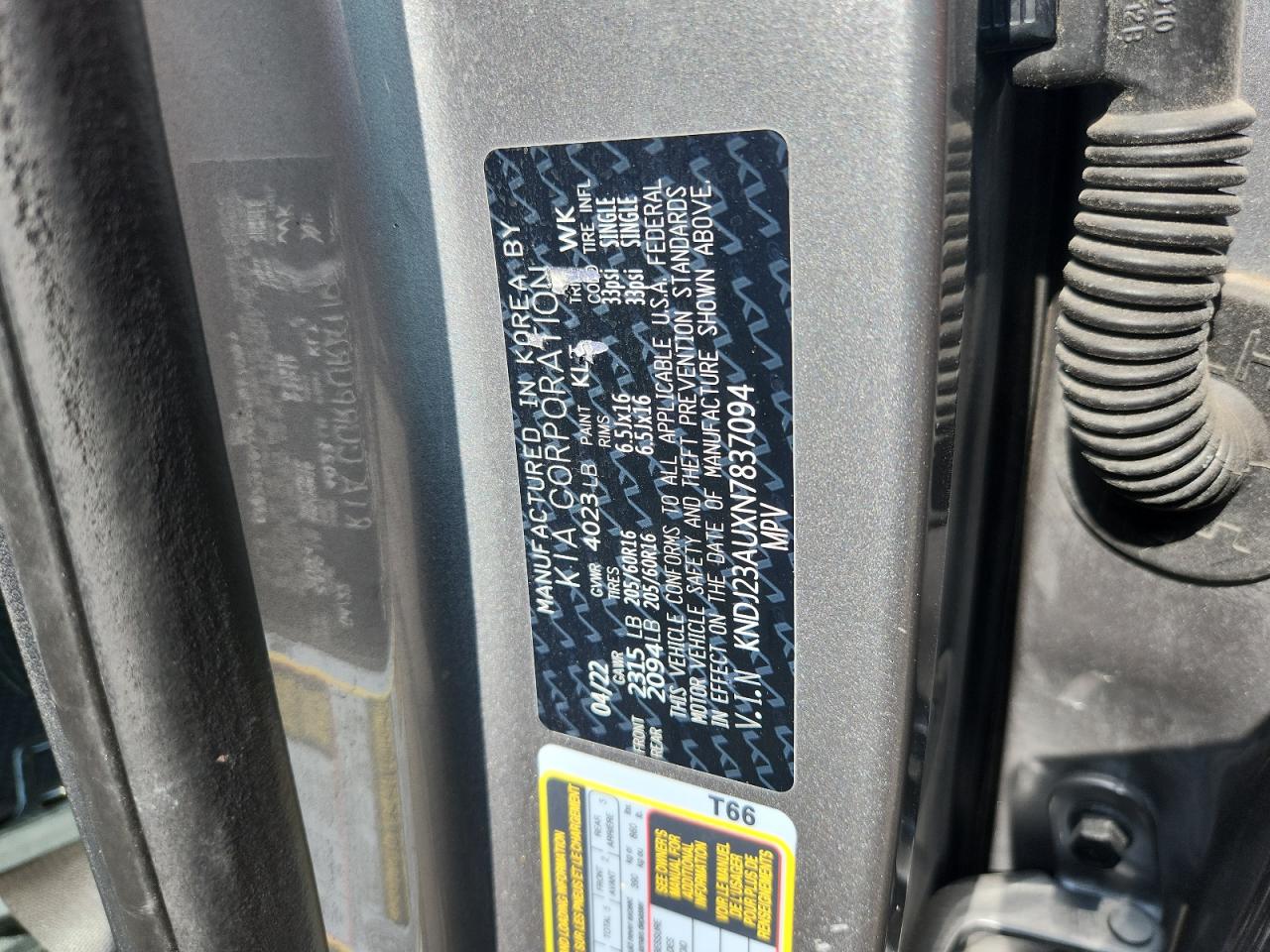 2022 Kia Soul Lx VIN: KNDJ23AUXN7837094 Lot: 66696385