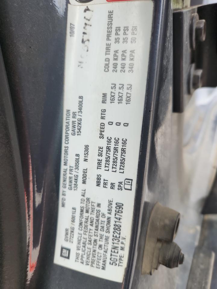 2008 Hummer H3 VIN: 5GTEN13E288147690 Lot: 64556565