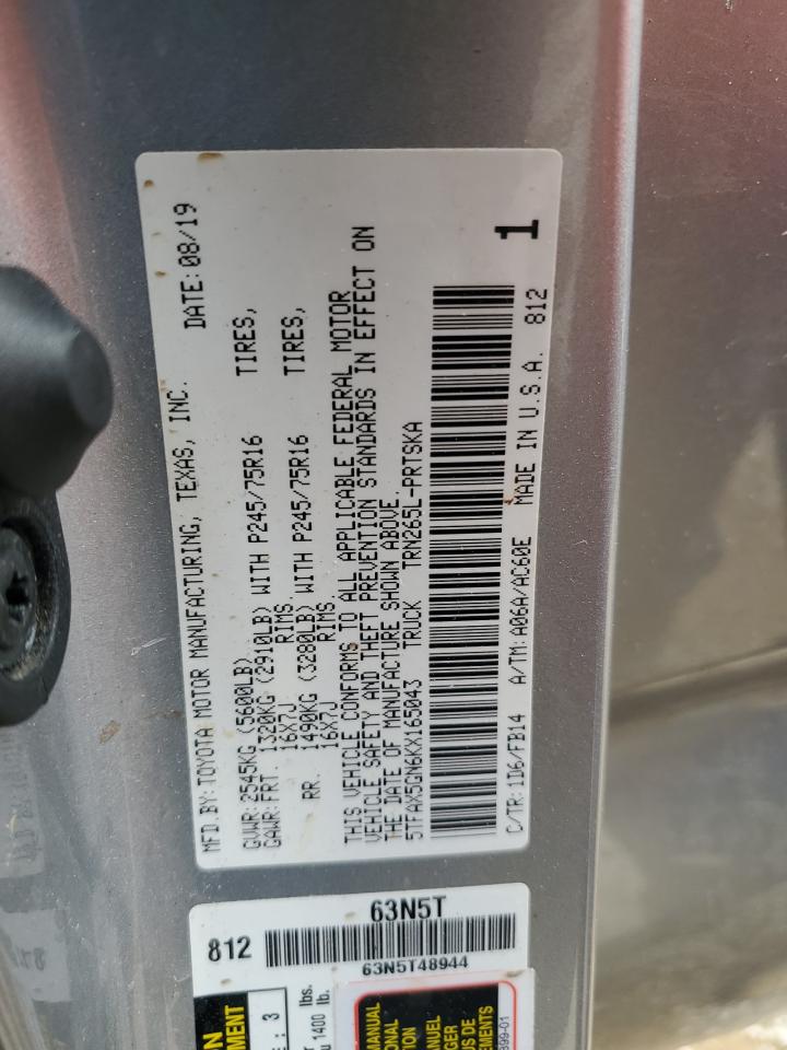 2019 Toyota Tacoma Double Cab VIN: 5TFAX5GN6KX165043 Lot: 64510475