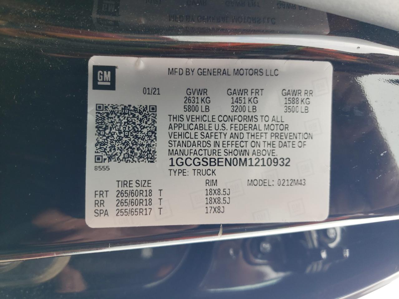 2021 Chevrolet Colorado VIN: 1GCGSBEN0M1210932 Lot: 64295035