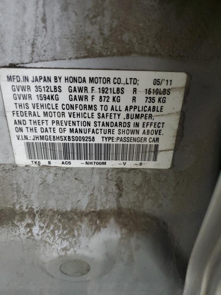 2011 Honda Fit Sport VIN: JHMGE8H5XBS009258 Lot: 64249205