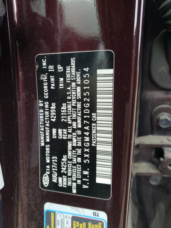 2013 Kia Optima Lx VIN: 5XXGM4A71DG251054 Lot: 64088895