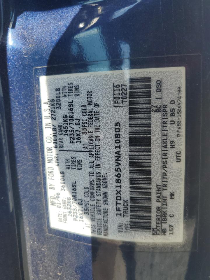 1997 Ford F150 VIN: 1FTDX1865VNA10805 Lot: 64174695