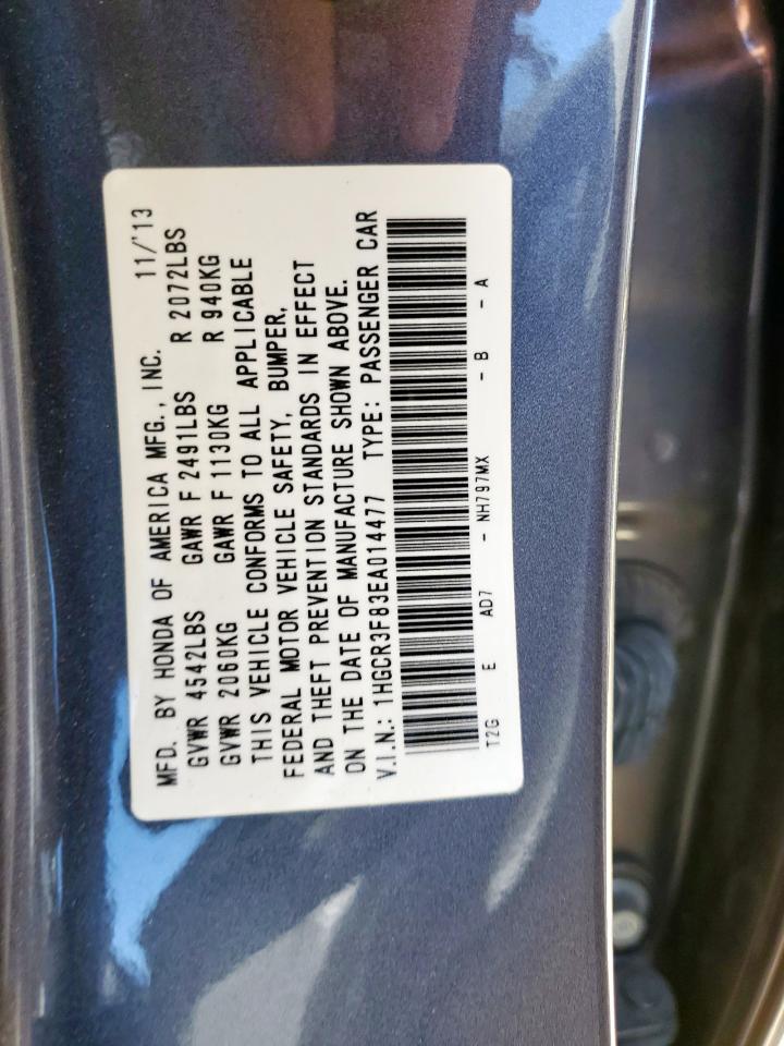 2014 Honda Accord Exl VIN: 1HGCR3F83EA014477 Lot: 65385265