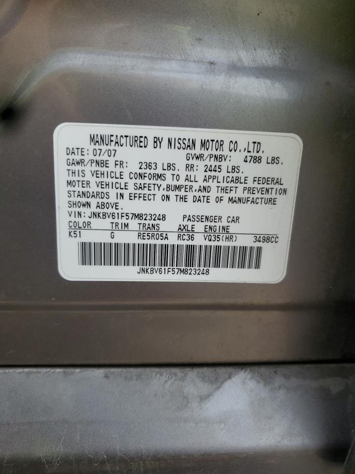 2007 Infiniti G35 VIN: JNKBV61F57M823248 Lot: 63852285