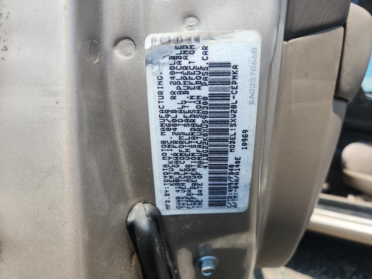 1999 Toyota Camry Ce VIN: 4T1BG22K0XU598300 Lot: 63372995
